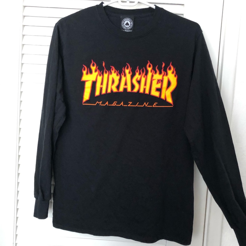 Thrasher black flames logo long sleeve
